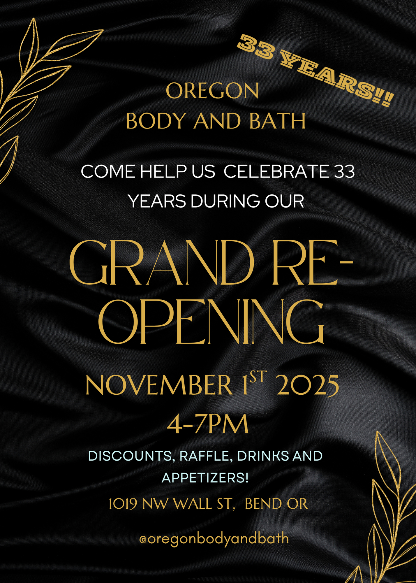 This Saturday we will be celebrating new ownership and 33 years in business!!